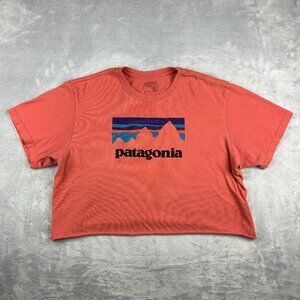 Patagonia T Shirt Womens Size Large Orange Crop Top Outdoors Hiking Casual Tee